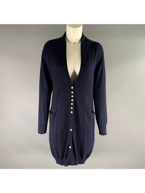 MERVEILLE H. Size M Navy Wool Blend Buttoned Cardigan - Womens